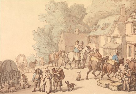 Thomas Rowlandson - Scene Outside an Inn - Google Art Project. Free illustration for personal and commercial use.