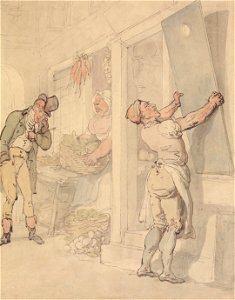 Thomas Rowlandson - Outside the Greengrocer's Shop - Google Art Project. Free illustration for personal and commercial use.