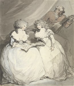 Thomas Rowlandson, Portrait of the Spencer Sisters (c. 1782). Free illustration for personal and commercial use.