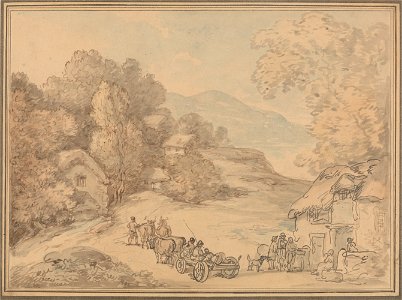 Thomas Rowlandson - A Village in a Hilly Landscape - Google Art Project