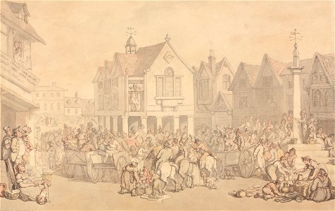 Thomas Rowlandson - Newbury Market Place, Berkshire - Google Art Project