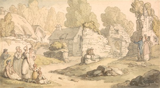 Thomas Rowlandson - Visitors Inspecting Abbey Ruins - Google Art Project
