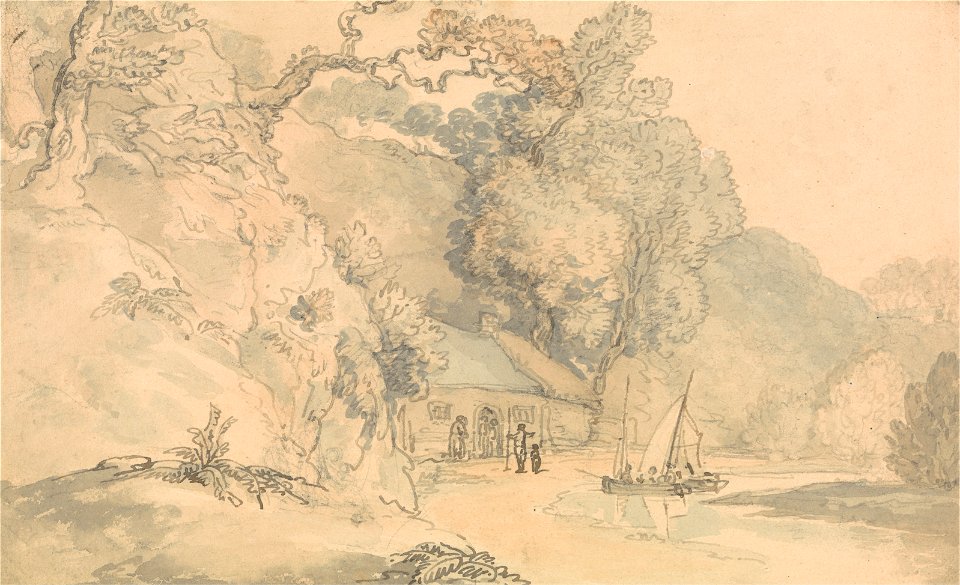 Thomas Rowlandson - River Scene with Small Boats - Google Art Project