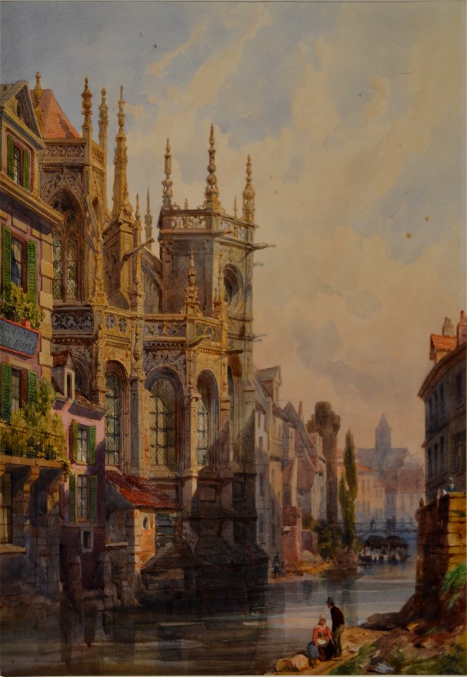 Thomas Shotter Boys - Vue du chevet de l eglise Saint-Pierre de Caen et de l Odon - Caen MBA inv. 79.1.1