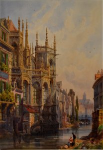 Thomas Shotter Boys - Vue du chevet de l eglise Saint-Pierre de Caen et de l Odon - Caen MBA inv. 79.1.1