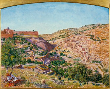 Thomas Seddon - Jerusalem and the Valley of Jehoshaphat from the Hill of Evil Counsel - Google Art Project. Free illustration for personal and commercial use.