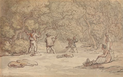 Thomas Rowlandson - Netting a Salmon Pool - Google Art Project. Free illustration for personal and commercial use.