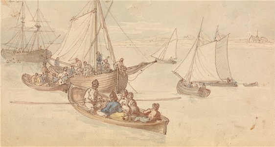Thomas Rowlandson - Pleasure Boats in an Estuary - Google Art Project. Free illustration for personal and commercial use.