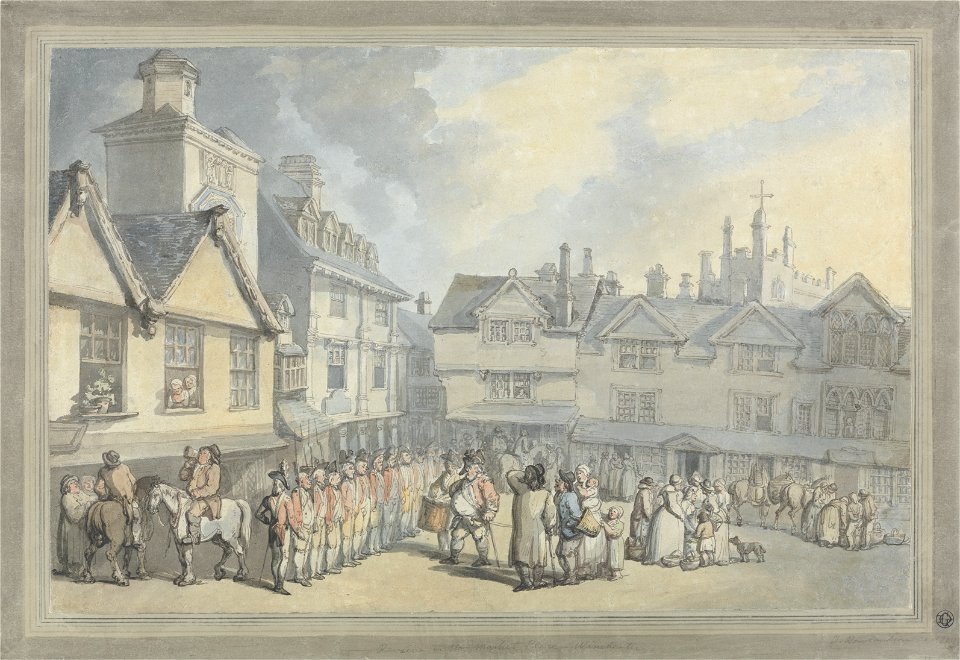 Thomas Rowlandson - A Review in a Market Place - Google Art Project