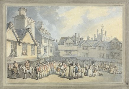 Thomas Rowlandson - A Review in a Market Place - Google Art Project