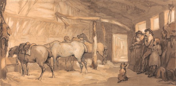 Thomas Rowlandson - The Stable of an Inn - Google Art Project. Free illustration for personal and commercial use.