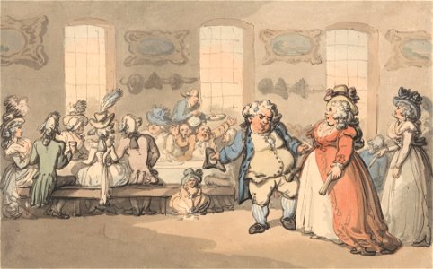 Thomas Rowlandson - The Comforts of Bath- The Breakfast - Google Art Project. Free illustration for personal and commercial use.