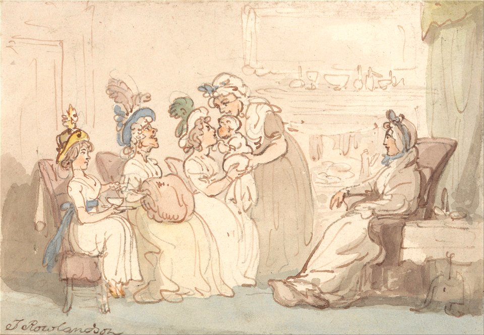 Thomas Rowlandson - The Visitors Being Shown the Baby - Google Art Project