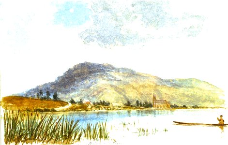 Thomas Ryan - Mt Ngongotaha and Rotorua. Free illustration for personal and commercial use.