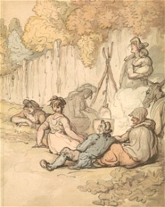 Thomas Rowlandson - Gypsies Cooking on an Open Fire - Google Art Project. Free illustration for personal and commercial use.