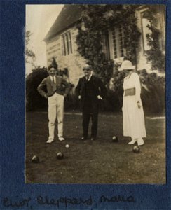 Thomas Stearns Eliot, Sir John Tresidder Sheppard, Maria Huxley by Lady Ottoline Morrell