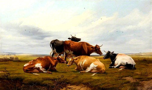 Thomas Sidney Cooper (1803-1902) - Five Cows in a Landscape - 1257232 - National Trust