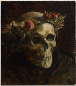 Thomas Satterwhite Noble - Skull Wearing a Wreath of Flowers - 2018.39 - Harvard Art Museums