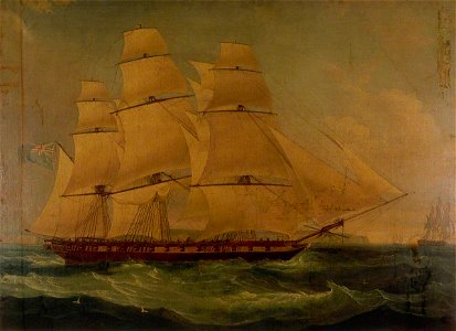 Thomas Whitcombe (c.1752-1824) - The East Indiaman 'Providence' - BHC3566 - Royal Museums Greenwich
