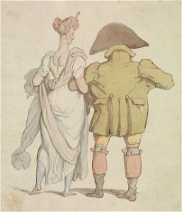 Thomas Rowlandson - An Elderly Buck walking with a Lady - Google Art Project. Free illustration for personal and commercial use.