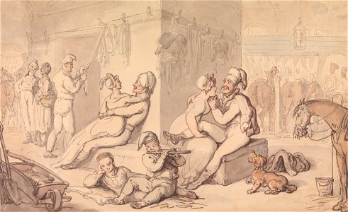 Thomas Rowlandson - A Cavalry Barracks - Google Art Project