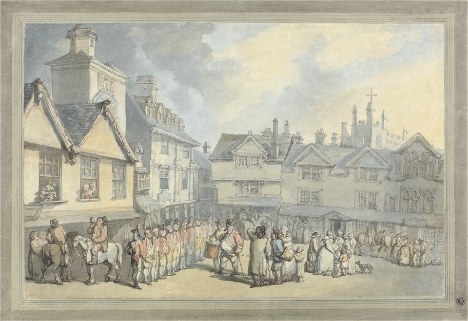 Thomas Rowlandson A review in a market place