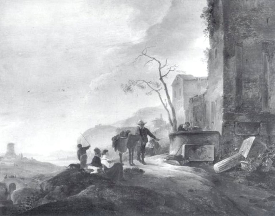 Thomas Wijck - Italianiserend landschap met mensen bij een pad - 665 - Städel Museum