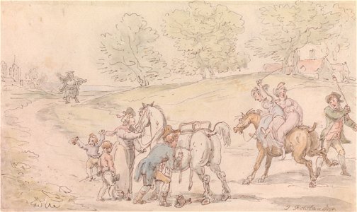 Thomas Rowlandson - The Vicar of Wakefield- The Vicar's Family on the Road to Church - Google Art Project