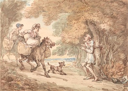 Thomas Rowlandson - Dr. Syntax Bound to a Tree by Highwaymen - Google Art Project