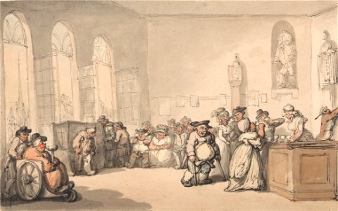 Thomas Rowlandson - Comforts of Bath- The Pump Room - Google Art Project. Free illustration for personal and commercial use.