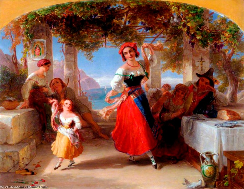 Thomas Uwins - An Italian mother teaching her child the tarantella