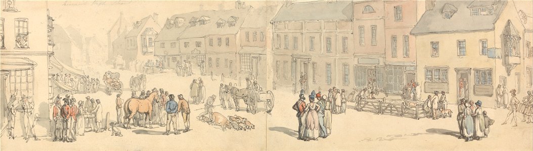 Thomas Rowlandson - Newport High Street, Isle of Wight - Google Art Project. Free illustration for personal and commercial use.