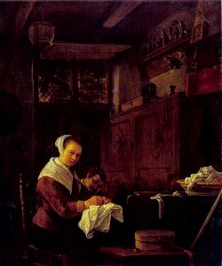 Thomas Wijck - Interieur met een vrouw aan de naaitafel - 605 - Städel Museum
