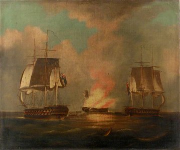 Thomas Whitcombe (c.1752-1824) - HMS 'Implacable' and 'Centaur', 27 August 1808 - BHC0587 - Royal Museums Greenwich