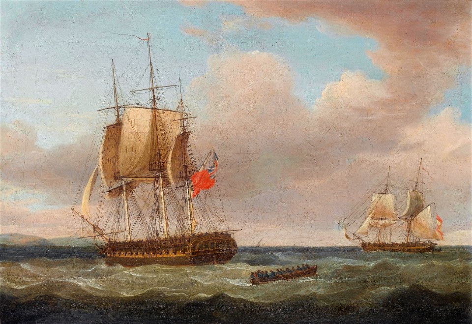 Thomas Whitcombe - H.M.S. 'Pique', 40 guns, Captain C.H.B. Ross capturing the Spanish Brig 'Orquijo', 18 guns, 8th. February 1805