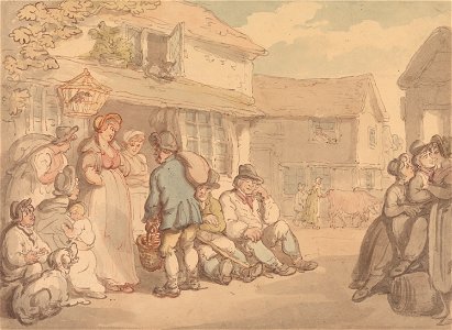 Thomas Rowlandson - A Village Scene with Peasants Resting - Google Art Project. Free illustration for personal and commercial use.