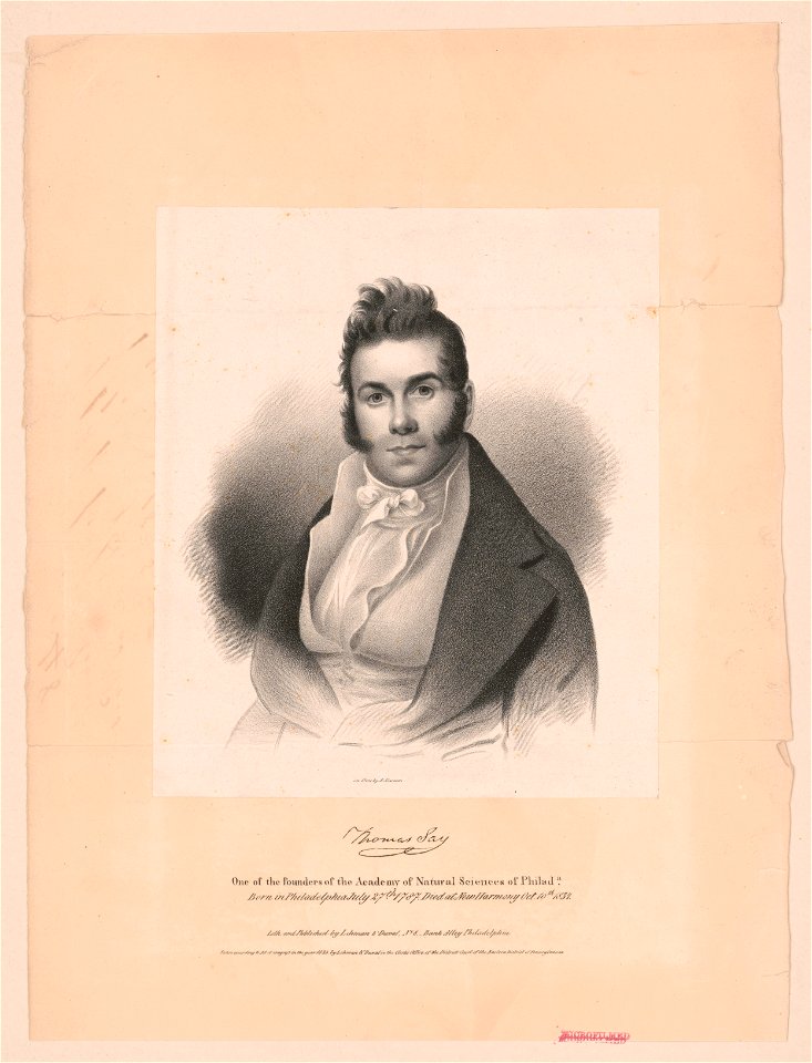 Thomas Say. One of the founders of the Academy of Natural Sciences of Philadelphia LCCN2003673098