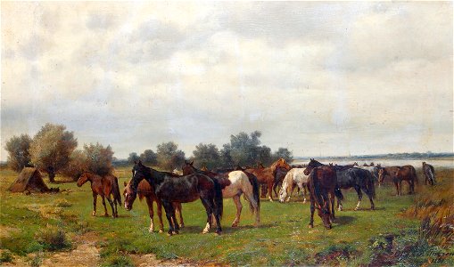 Otto von Thoren - Pferde auf einer Wiese (1860)