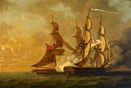 Thomas Yates (c.1766-1796) - HMS 'Scourge' Capturing the 'Sans Culotte', 13 March 1793 - BHC0462 - Royal Museums Greenwich