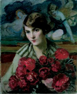 Thorma Female Portrait with Peonies 1928