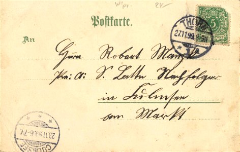 Thorn, Westpreußen - Kriegerdenkmal; Eisenbahnbrücke; Brückentor (back) (Zeno Ansichtskarten)
