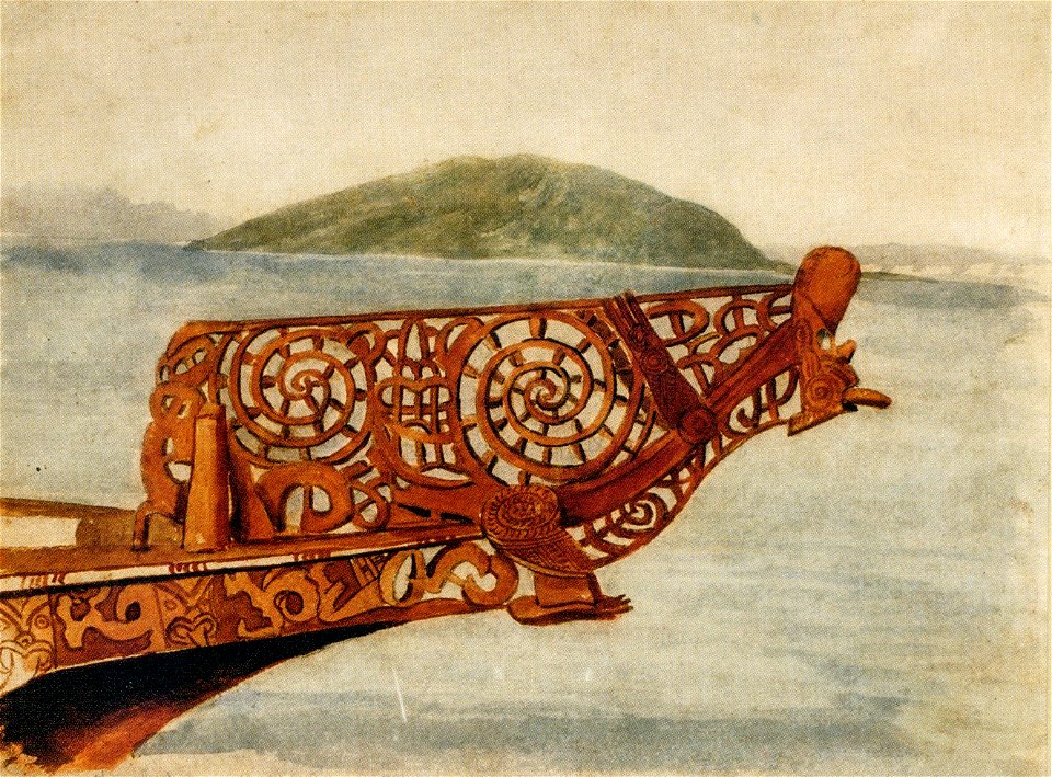 Thomas Ryan - Figurehead of a small war canoe, Lake Rotorua