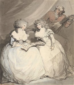 Thomas Rowlandson, Portrait of the Spencer Sisters (1790). Free illustration for personal and commercial use.