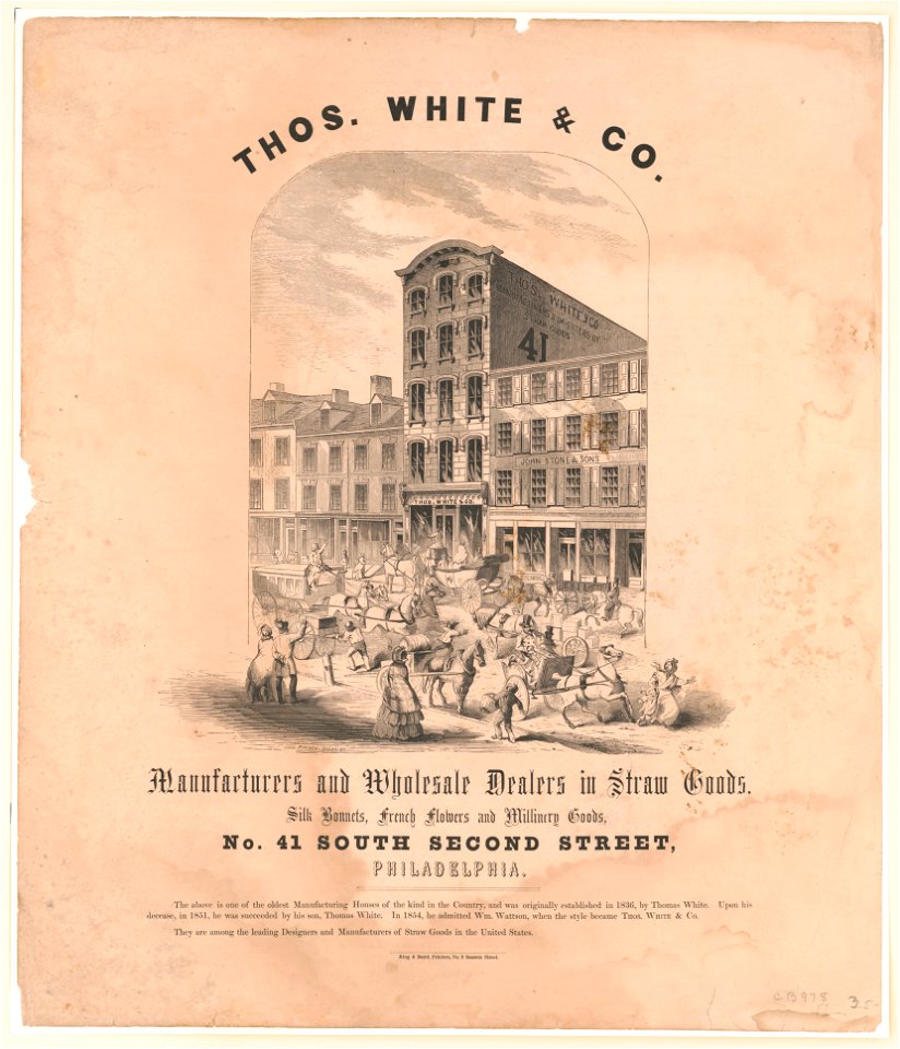 Thos. White & Co. manufacturers and wholesale dealers in straw goods, silk bonnets... Philadelphia LCCN2004669508