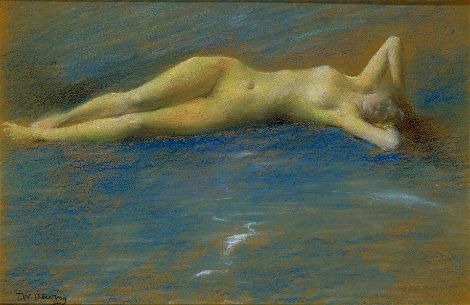 Thomas Wilmer Dewing - Reclining Nude Figure of a Girl - n.d.