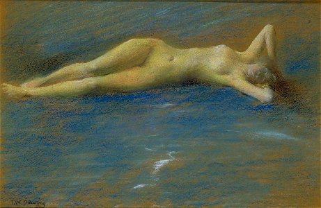 Thomas Wilmer Dewing - Reclining Nude Figure of a Girl - n.d.