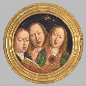 Three Singing Angels after Jan van Eyck c. 1500-1525 Cat317a. Free illustration for personal and commercial use.