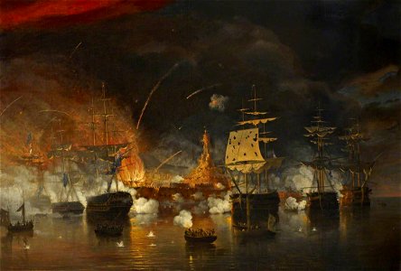 Thomas Whitcombe (c.1752-1824) - The Bombardment of Algiers, 27 August 1816 - BHC0614 - Royal Museums Greenwich