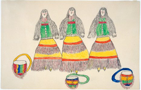 Three Apache women in green (Gokliz sketch)