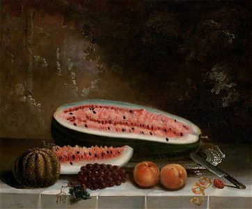 'Still Life with Grapes, Watermelon and Peaches' by Thomas Bangs Thorpe